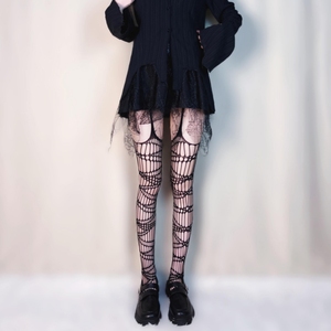 Japanese Dark Y2K Thigh High Fishnet Stockings Gothic Harajuku Mesh Pantyhose Women 15D Transparent Leggings - Product Image 2