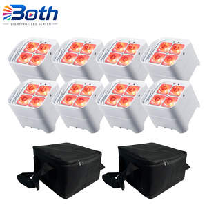 8pcs with 2 bags IP65 Waterproof <b>Wireless</b> Battery LED Uplight 4x18W RGBWA+UV 6 in 1 Outdoor Stage Par <b>Light</b> - Product Image 1