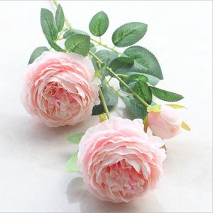 Vente en gros de fabricants de fleurs artificielles pivoine européenne à 3 têtes pour la décoration de mariage à la maison, cadeaux de la Saint-Valentin - Product Image 1
