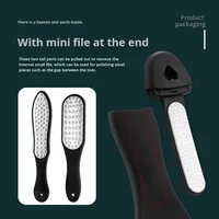 Lime à pieds double face en acier inoxydable et grattoir à pieds avec poignée en ABS PP, outil de soin des pieds pour éliminer les peaux mortes