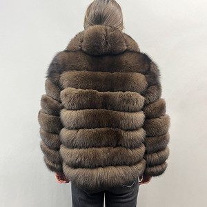 Nuovi Cappotti in <span class=keywords><strong>Pelliccia</strong></span> di Visone Color Zibellino, Lussuosi e Soffici Cappotti in Vera <span class=keywords><strong>Pelliccia</strong></span> di Volpe per Donna, per l'Inverno - Product Image 2