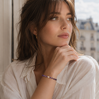 Bracelet en perles de pierre naturelle facettées de 4 mm, améthyste, avec perles d'espacement dorées, ensemble de bracelets en acier inoxydable pour femmes