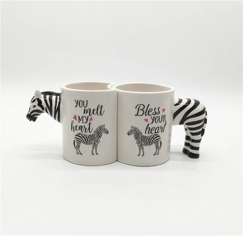 Aangepaste Keramische Mok, Zebra Koffie Paar Handgemaakte Mok Paar Set Fabriek Groothandel Geschenk & Ambachten