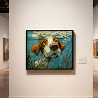 Peinture décorative sur verre personnalisée pour chien, art mural moderne d'animaux pour salon, chambre à coucher, salle de bain, décoration de la maison