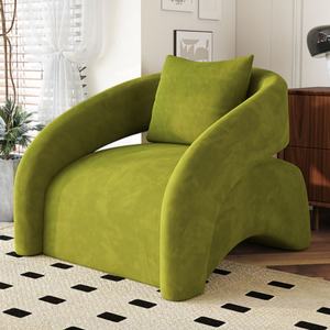 Sillón Moderno de Diseño Nuevo con Brazos de Terciopelo, Sofá Cama Individual con Reposapiés para Sala de Estar, Elegante Sillón Lounge - Product Image 4