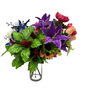 شجيرة عشب مزخرفة بأوراق صناعية مع ديكور أحمر قابل للحمل لديكور المنزل - Product Image 6