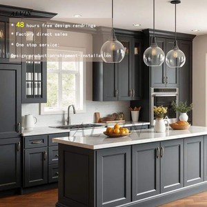 Tủ bếp hiện đại phẳng, màu xám nhạt óc chó tối Alvin, thiết kế tùy chỉnh, dạng mô-đun, bằng gỗ, có chậu rửa, dành cho biệt thự và căn hộ. - Product Image 6