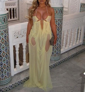 Robe d'été KuanZe pour femme, nouvelle collection, sexy, dos nu, <span class=keywords><strong>en</strong></span> maille transparente, avec chaîne, idéale pour les vacances et les fêtes d'anniversaire - Product Image 3