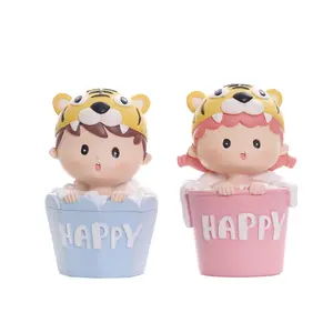 Creative paper cup tiger baby baking cake decoration Tiger baby room decoration gift resin handicraft decoration