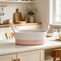 Panier de rangement pliable en tissu 100% coton, style nordique, écologique, moderne, avec poignée, multifonctionnel pour la décoration de la maison