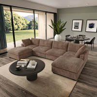 Juego de Sofás Seccionales en Forma de L de Cuero Genuino de Lujo Moderno 2023, Material Personalizable, para Uso en Hoteles y Villas