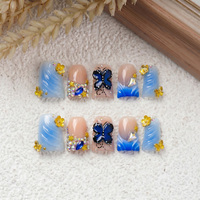 Lot de 10 faux ongles en acrylique PMMA 3D français, courbés en bec de canard, faits à la main, à presser, couvrance totale, design personnalisé, marque privée