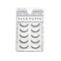 AGENGPO CL11 Faux Cils Naturels de Luxe en Une Seule Pièce, 5 Paires, Tige Transparente 0,07 mm, Courbure C, Cheveux Synthétiques, Sans Cruauté Animale