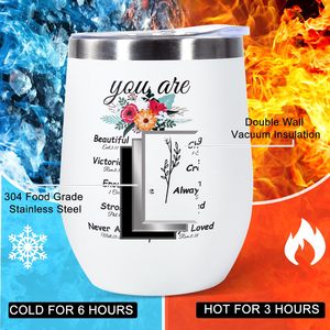 12oz 3D stampa vino Tumbler in acciaio inox mantenere caldo e freddo isolato tazza di caffè tazza di fiori regali con coperchio - Product Image 5