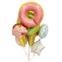 Ballons d'anniversaire joyeux anniversaire en feuille d'étoile, en forme de beignets, de macarons et de bonbons pour la décoration de fête d'été