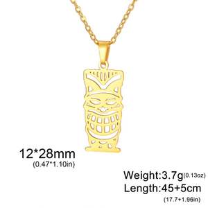 Collar Tiki Totem de Myshape, Máscara de <span class=keywords><strong>Pueblos</strong></span> Indígenas, Cultura Tribal, Colgante Geométrico, Joyería de Acero Inoxidable - Product Image 6