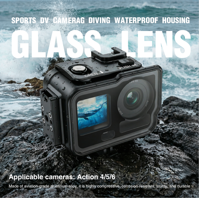 SHOOT Aluminum Alloy Waterproof Housing Case for Action 6/5 Pro/4 60M/196FT Shock Resistant