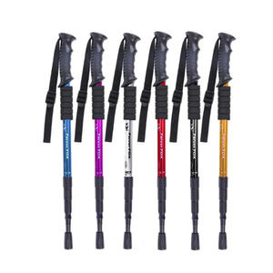 Fenor Fox Trekking Poles 4 Section Aluminum Alloy Anti Shock Rubber Tip T <b>Handle</b> Hiking <b>Walking</b> <b>Sticks</b> Outdoor Mountaineering - Product Image 3