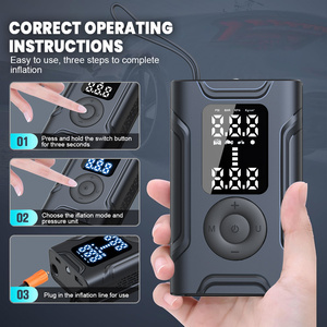 Compresseur d'air portable 7,4 V avec affichage numérique ABS, gonfleur de pneus avec moniteur de pression et lumière d'urgence pour voitures, vélos et ballons - Product Image 3