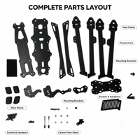 Kit de châssis de drone en fibre de carbone de type H avec empattement de 367 mm, châssis de quadricoptère de course FPV avec trous de montage pour caméra, VTX et contrôleur de vol