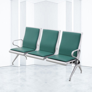 Silla de espera de acero inoxidable de tres asientos Bao Xian con reposabrazos para uso público - Product Image 3