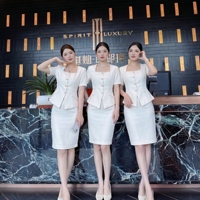 Ensembles de costumes pour femmes, vêtements de bureau pour femmes, robe formelle en polyester blanc, vêtements de carrière, OEM ODM