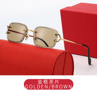 Lunettes de soleil de marque haut de gamme sur mesure, style rétro, sans monture, coupe diamant, design de créateur