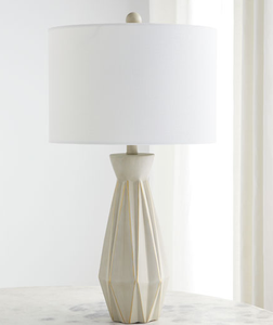 Lampe de table design en céramique blanche avec abat-jour en forme de tambour blanc pour la maison - Product Image 1