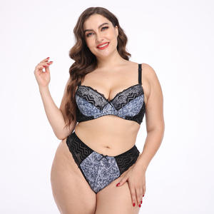 Conjunto de sujetador y bragas de encaje con estampado Floral, conjunto de sujetador de lencería Sexy para mujer, conjunto de ropa interior íntima para mujer, <span class=keywords><strong>Copa</strong></span> <span class=keywords><strong>D</strong></span> 85-110, 2017 - Product Image 1