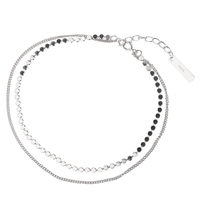 FY-JL034 S925 argent Sterling Version coréenne Simple étoile polyvalent chaîne de perles plates Double couche gourmette chaîne cheville
