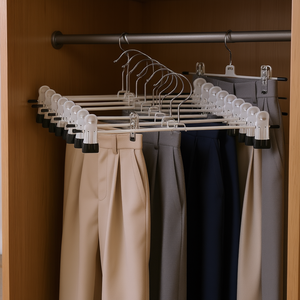 <b>Clip</b>-On Pants <b>Hangers</b> 20-Piece Set For Wardrobe Organization <b>With</b> Adjustable <b>Clips</b> And Non-Slip Design For Skirts And <b>Trousers</b> - Product Image 3