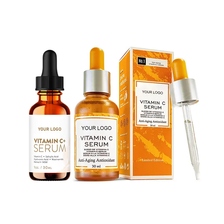 Juego de suero iluminador de vitamina C, suero facial antioxidante para iluminar el aspecto de las manchas oscuras e incluso el tono de la piel, suero para el cuidado de la piel sin aceite