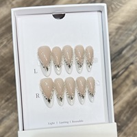 Faux ongles 3D faits main motif fleur diamant, lot de 10 pièces avec pointes longues, formes carrées, amande, stiletto et motifs papillon pour doigts