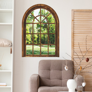 Pegatinas de Pared con Diseño de Arco de Ventana 3D, Impresas por Transferencia Térmica, Calcomanías de PVC Ecológicas, Patrón Liso, Barnizado Mate, Decoración del Hogar - Product Image 4