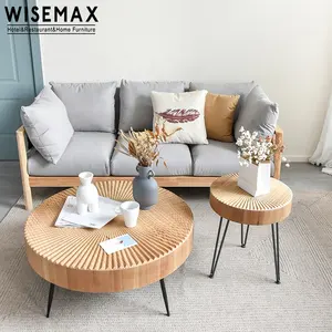 WISEMAX FURNITURE和風クリエイティブラウンドコーヒーテーブル木製スモールティーテーブルコーヒーショップテーブルホームリビングルーム用