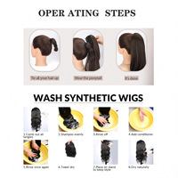 Queue de cheval synthétique haut de gamme de 32 pouces, très vendue, pour femme, avec grande pince, effet vague d'eau, volumineuse