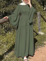 Robe longue unie pour femmes turques 2024, robe de soirée modeste musulmane, abaya longue