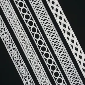 レースホワイト刺繍生地素材ホワイトミルクファイバーレースカーテンスカートデコレーション刺繍レースエッジ
