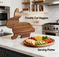 Planches à charcuterie en forme de lapin pour Pâques, plateaux de service en bois amusants en forme de lapin, planches à découper en bois