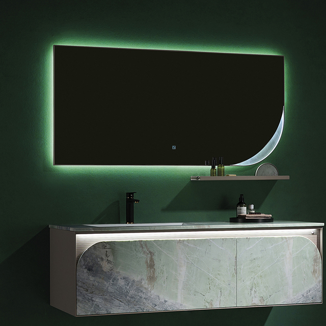Modern Touch Sensor Illuminated Stainless Steel Bathroom Sleek Vanity Smart Wall Mirror