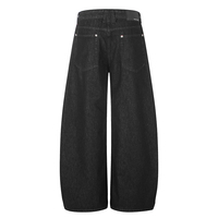 Jeans pour hommes de haute qualité, style décontracté urbain, coupe ample, couleur unie, design boutonné, coupe courbée en forme de couteau