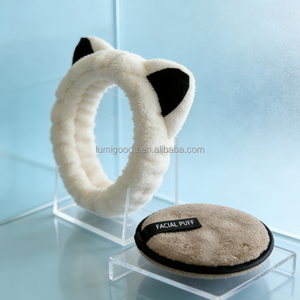 Kit de beauté en flanelle personnalisé avec logo, bandeau oreilles de chat 3D et éponge faciale imperméable <span class=keywords><strong>pour</strong></span> spa et <span class=keywords><strong>yoga</strong></span> – Vente en gros - Product Image 3