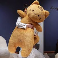 Coussin corporel en peluche chat roux de 90 cm, doux et confortable, pour le lit, soutien des jambes et sommeil réparateur, vente en gros