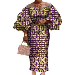 Afrikanisches Batik gewebe Afrikanisches Kleid mit Rüschen ärmeln Dashiki Bedrucktes träger loses Kleid - Product Image 2