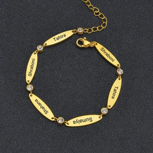 สร้อยข้อมือรูปไข่คุณภาพสูง ประดับเพชร สลักโลโก้ DIY สำหรับเครื่องประดับผู้หญิง - Product Image 1