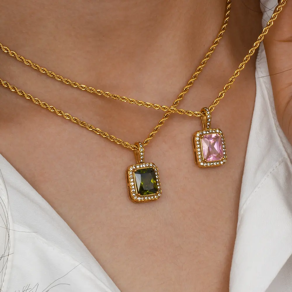2023 nuovi gioielli in oro 18 carati collana di pietre di zirconi brillanti collana di gioielli di lusso in acciaio inossidabile per le donne collana senza appannamento