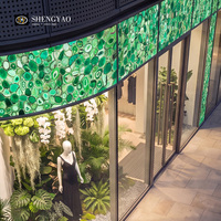 Dalle translucide en agate verte naturelle semi-précieuse pour mur extérieur de centre commercial, effet rétroéclairé, projet personnalisé