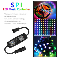 Mini Controlador LED USB 5V con Atenuador, Controlador SPI BT, DC 12-24V, 2048 Píxeles, Aplicación Inteligente con Control Remoto RF de 28 Teclas para Tira de Luces Mágicas WS2812 2811