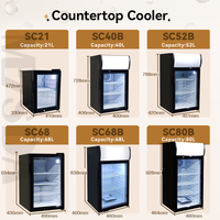 Mini-réfrigérateur de comptoir Meisda SC08A 8L avec porte vitrée, portable et compact, pour hôtel, café, bureau