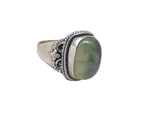 925 Sterling <b>Silver</b> Natural Prehnite Green Gemstone Boho Design Wedding Engagement Handmade <b>Ring</b> for Women <b>Men</b> High Quality Gift - Product Image 1